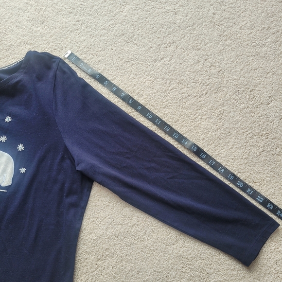 Talbots Long Sleeve Shirt Navy Polar Bears Embellished Size 2XL - Picture 7 of 8